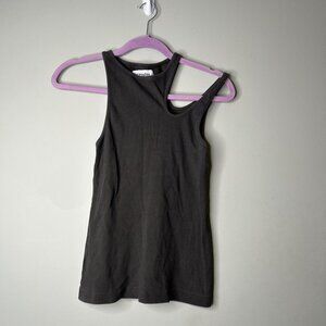 K.NGSLEY Romain Dark Grey Ribbed Cutout Tank Top Size Medium M